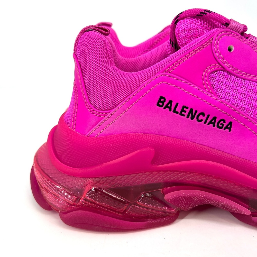 Balenciaga Triple S Sneakers Shoes Mens Size 41 Clear Sole Pink Logo Lace Up NEW - Picture 8 of 15